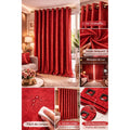 Cortina grande Estampa Jacquard vermelha luxo 3 metros (3,00 x 2,80)